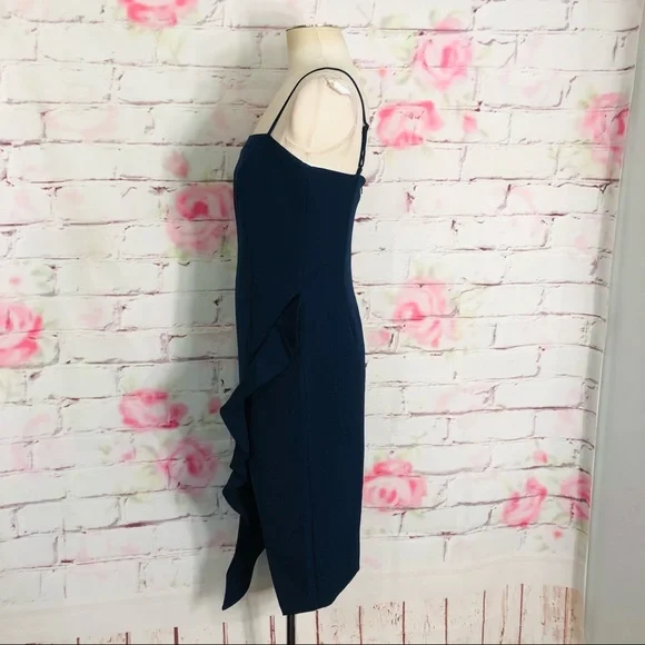 Bardot Carmelle blue ruffle slit Cocktail Dress - Picture 10 of 15
